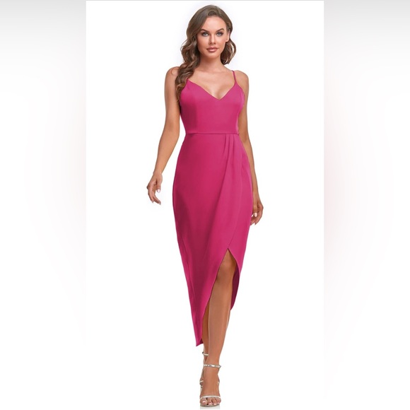 Large Women's Spaghetti Straps Sexy Backless Satin Maxi Dress Summer Wedding - Picture 3 of 5